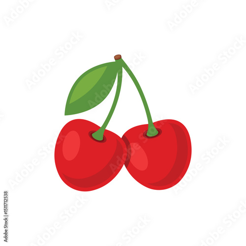 Cherry berry icon in flat style. Fresh fruit vector illustration on isolated background. Fresh cherry sign business concept.