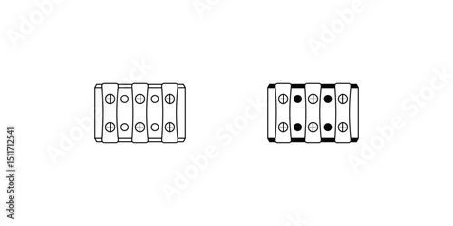 terminal blocks set icon with white background vector stock illustration