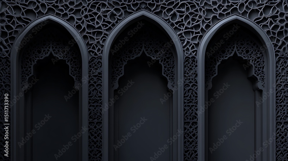 Naklejka premium Dark intricate arches, decorative wall panel