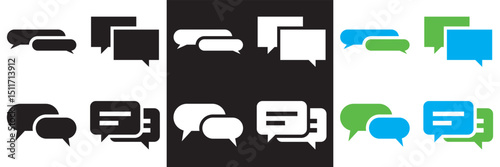 Chat Message Bubbles Icon. Communication icons. Talk bubble, dialog.  Conversation, SMS, Notification, Group Chat icon. Vector illustration. isolated on white and black background. EPS 10