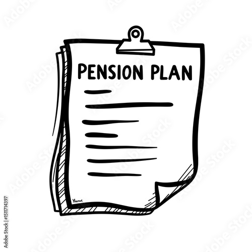 Pension plan statement with clear outlines and minimalist design, finance