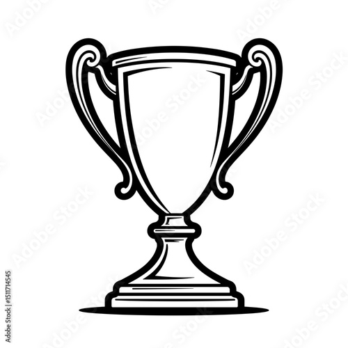 Black line art trophy representing First Edition NFT, achievement concept