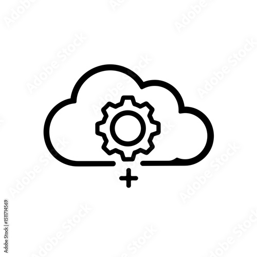 Robotic process automation icon with cloud gear, clarity and precision