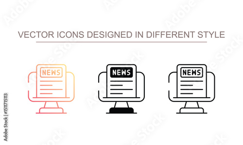 Online News icon design with white background stock illustration