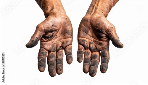 Wallpaper Mural Dirty man hands isolated on transparent white background  Torontodigital.ca
