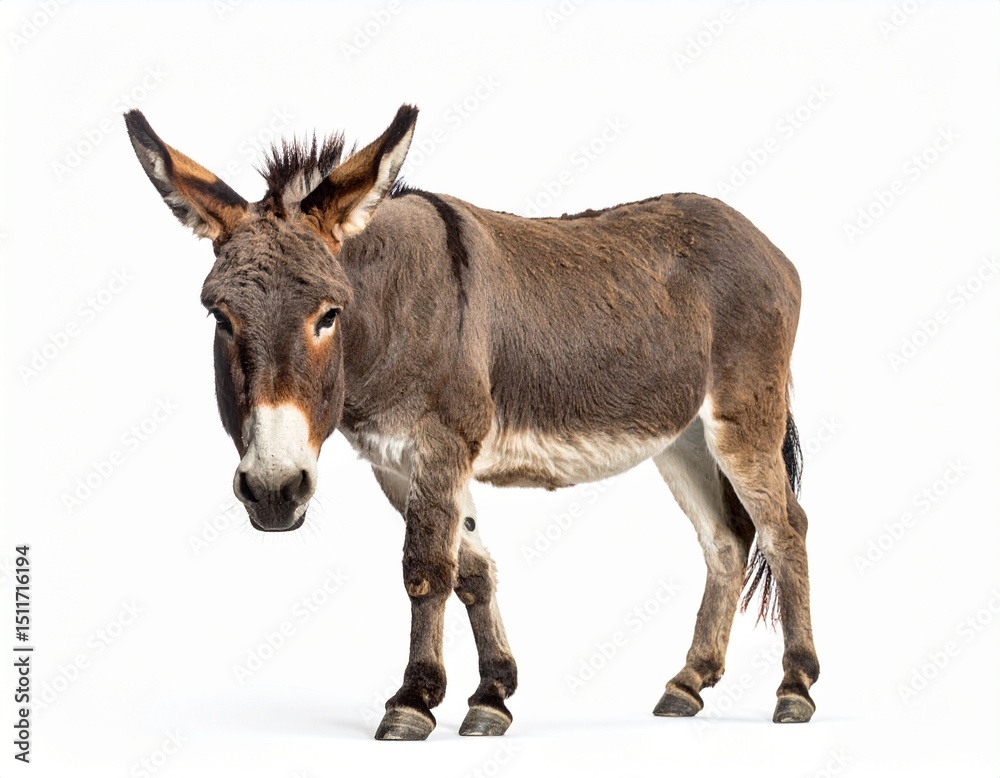 Fototapeta premium Donkey isolated a on white background 