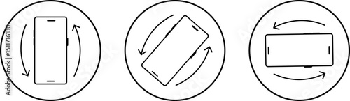 Mobile rotate line icon set. Device rotation symbol. Rotate smartphone or mobile icon smartphone vector transparent sign symbol,
