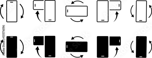 Mobile rotate line icon set.Turn your mobile phone. Rotate smartphone or mobile icon smartphone vector transparent sign background,
