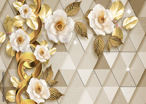 wedding rings and bouquet of flowers