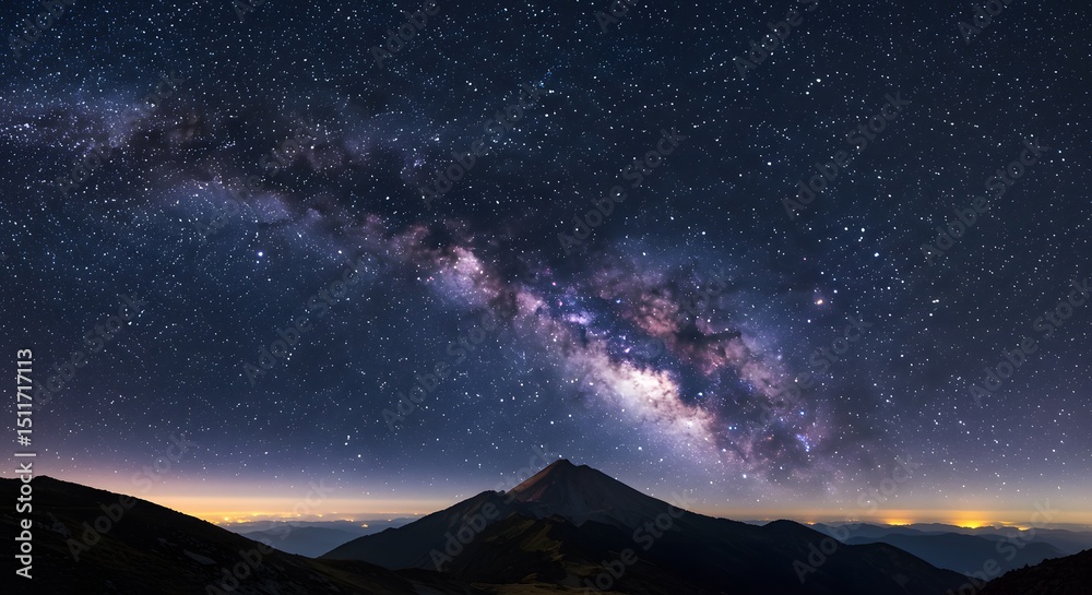 Fototapeta premium Majestic Milky Way Galaxy Over Mountain Peak Night Landscape