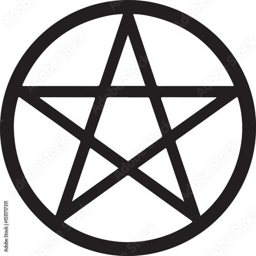 Pentagram in Oval Shape Black and White Graphic Design