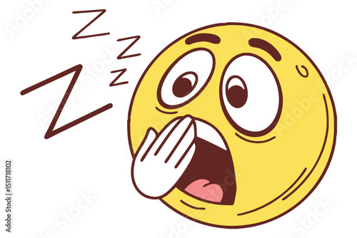 Sleepy yellow emoji covering mouth with hand