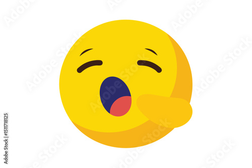 Sleepy yellow emoji covering mouth with hand