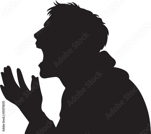 Silhouette of a Man Coughing or Yelling