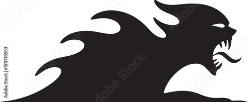 Aggressive Black Silhouette of a Monster Emerging from Darkness