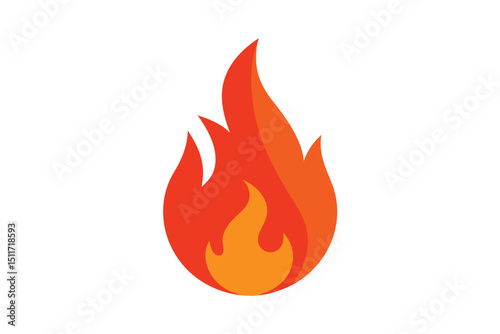 Vibrant red orange flame symbol fire emoji vector graphic