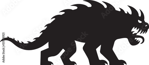 Aggressive Spiked Monster Silhouette Illustration