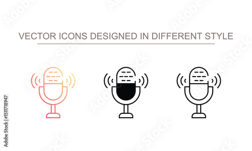 Studio Microphone icon design with white background stock illustration