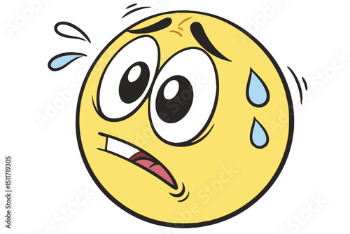 Cute yellow emoji with big watery eyes and small frown