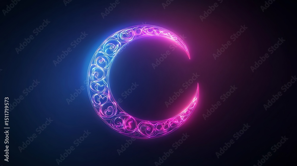 Obraz premium Crescent moon with glowing, ornate design