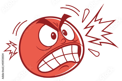 Furious red emoji face vector illustration