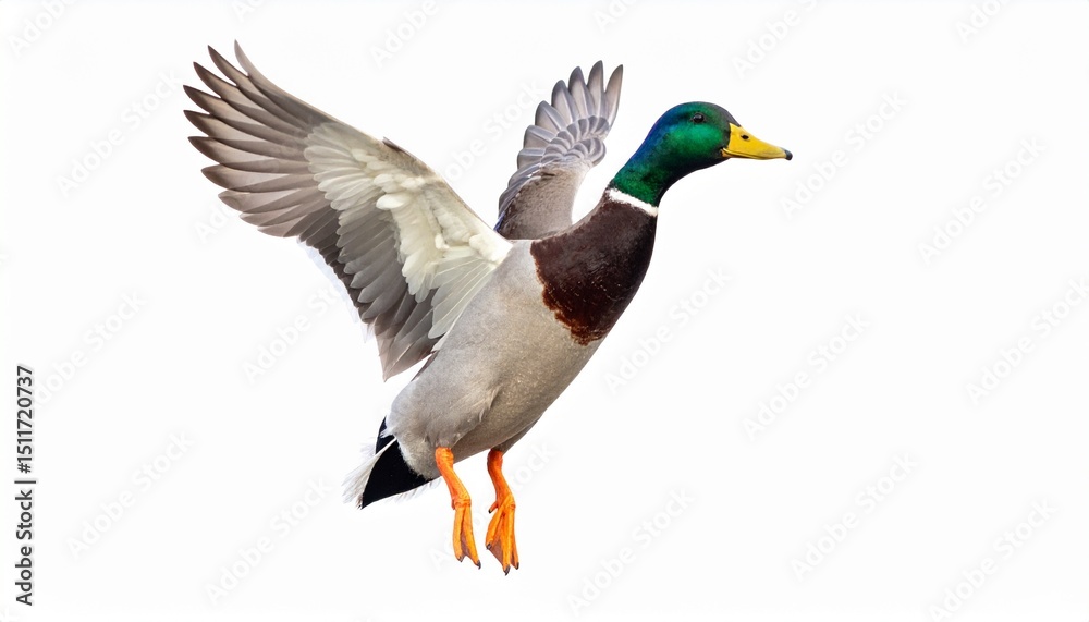 Obraz premium Flying duck isolated on white background