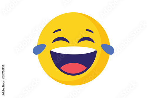 Joyful yellow emoji with tears of joy vector graphic
