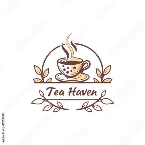 tea shop logo design vector 