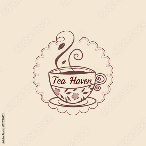 tea shop logo design vector 
