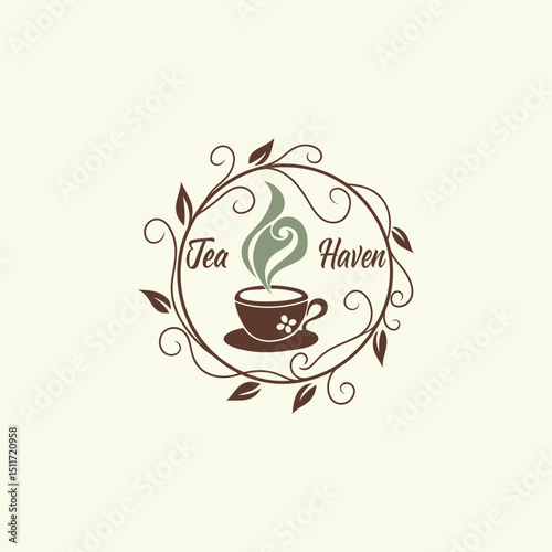tea shop logo design vector 