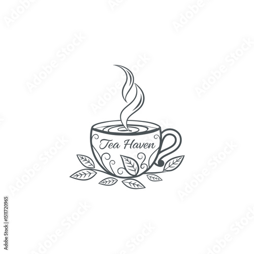 tea shop logo design vector 
