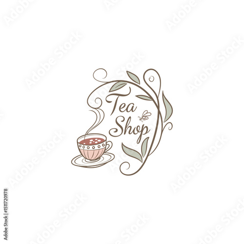 tea shop logo design vector 