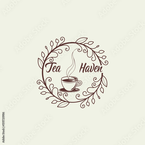 tea shop logo design vector 