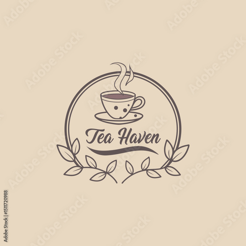 tea shop logo design vector 
