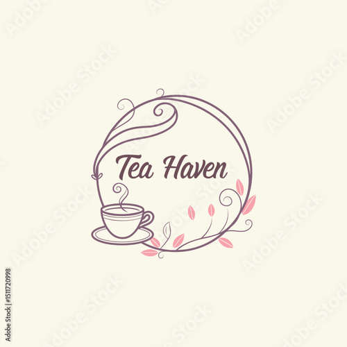 tea shop logo design vector 