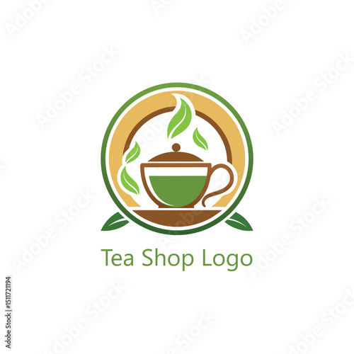 tea shop logo design vector 