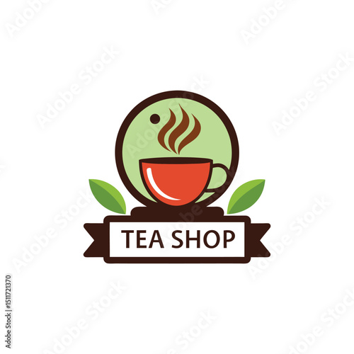 tea shop logo design vector 