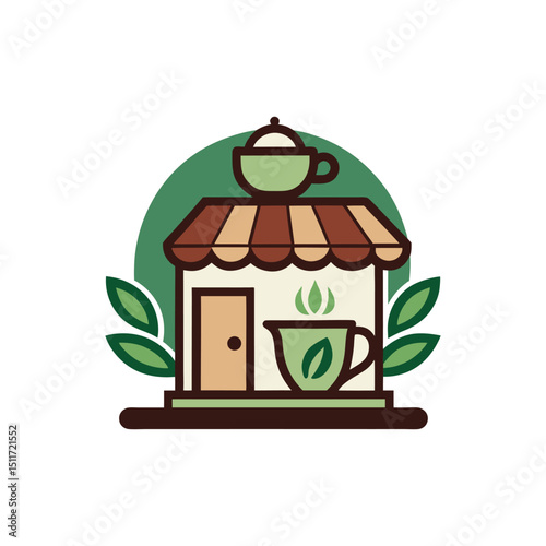 tea shop logo design vector 