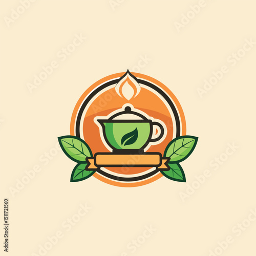 tea shop logo design vector 