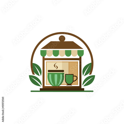 tea shop logo design vector 