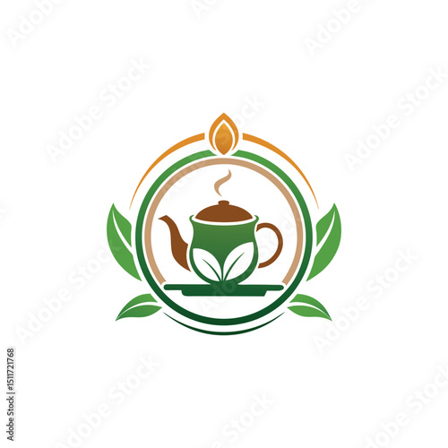 tea shop logo design vector 