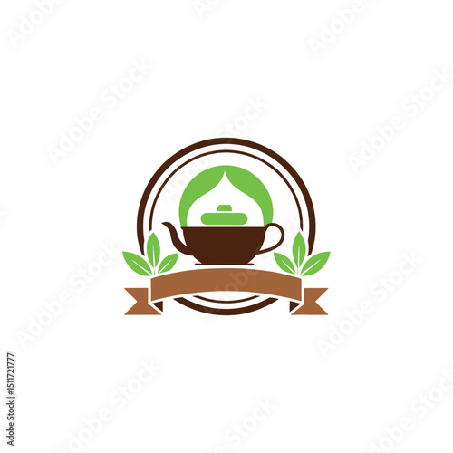 tea shop logo design vector 