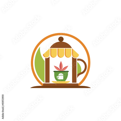 tea shop logo design vector 