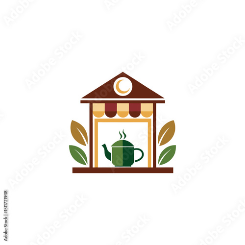 tea shop logo design vector 