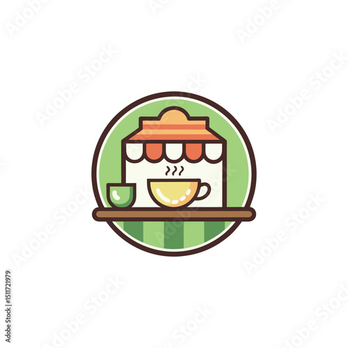 tea shop logo design vector 