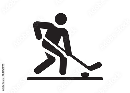 Stick Figure Playing Hockey Silhouette Vector