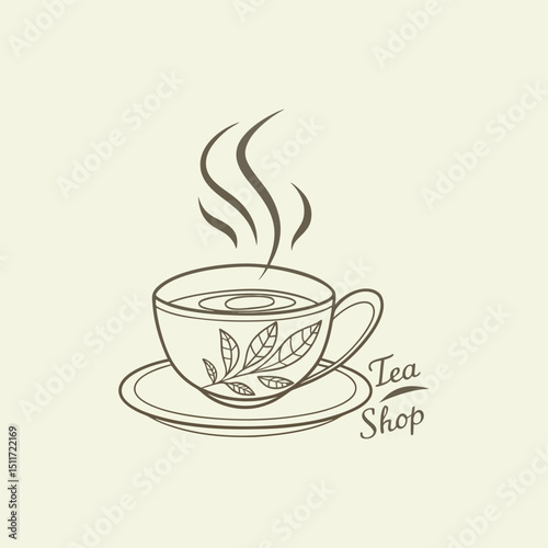 tea shop logo design vector 