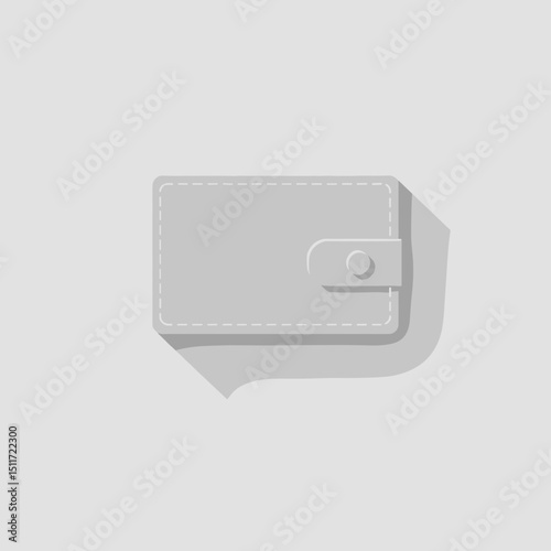 Minimalistic gray wallet icon with stitched detail on light background
