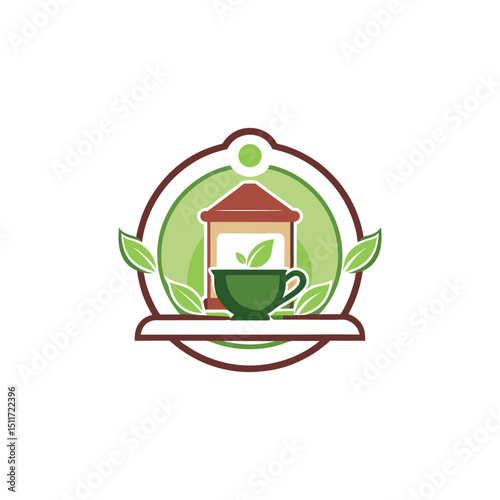 tea shop logo design vector 