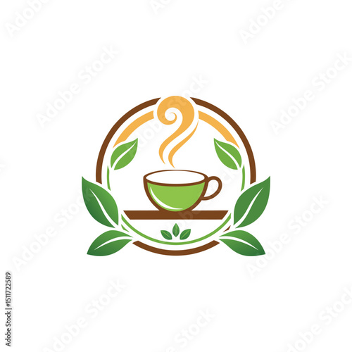 tea shop logo design vector 